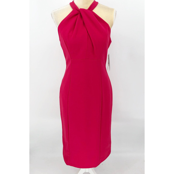 JULIA JORDAN Sheath Dress Size 8 Dragon Fruit Pink Halter Twist Sleeveless NWT - Picture 5 of 15